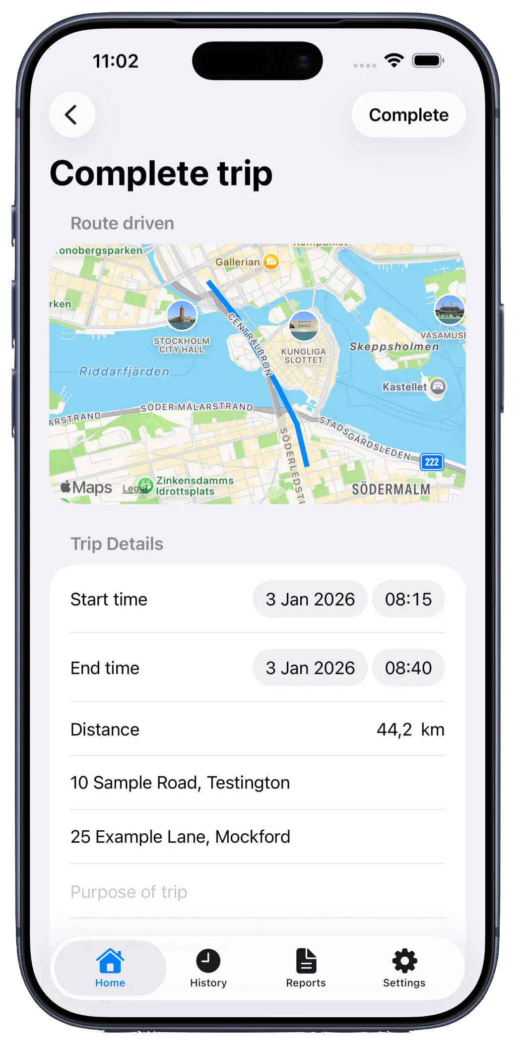 Muokkaa ajon tietoja